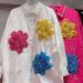 Women's European Style Long Shirt Spring New Fashion Casual Loose Fit Beaded Rhinestone Inlay Three Dimensional Flowers_ecoleips.com