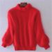 Soft & Cozy Chunky Knit Sweater Women's Long Sleeve Mock Neck Pullover With Lantern Sleeves - Autumn Winter Casual Comfort Wear_ecoleips.com