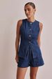 Women's Clothing Spring And Summer Sleeveless Waist High Waist Loose Denim Shorts Set_ecoleips.com