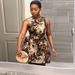 Women's Clothing Summer New Temperament Round Neck Printed High Waist A- Word Sleeveless Short Dress_ecoleips.com
