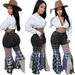 "Houndstooth Stitched Trumpet Denim Pants - Ruffled Hem & Vintage Flare (Light Blue/Dark Blue/Black, S-3XL)"_ecoleips.com
