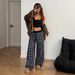 2025 European American Loose-Fit Casual Pants With Plaid Patchwork, High Waist And Draped Effect_ecoleips.com