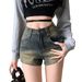 American Retro High Street Denim Shorts For Women In Summer, Thin Style, Spicy Girl, High Waist, Slim Fit, Versatile, A-line Hot Pants_ecoleips.com
