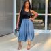Women's Clothing Street Fashion Casual Jeans Elastic Waist Straight Wide Leg Cropped Pants_ecoleips.com