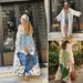 Women's Long Sleeve Printed Beach Cover Up Sun Protection Kimono Wrap Swimwear Bikini Sheer Open Front Cardigan For Vacation Pool Party_ecoleips.com