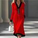 Elegant Color-Block V-Neck Midi Dress – Office To Weekend A-Line Dress (S-XXXL, Black/Blue/White/Red)_ecoleips.com