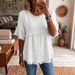 New Women's Casual Loose Fit Shirt Round Neck Pullover Short Sleeve Top American Style_ecoleips.com