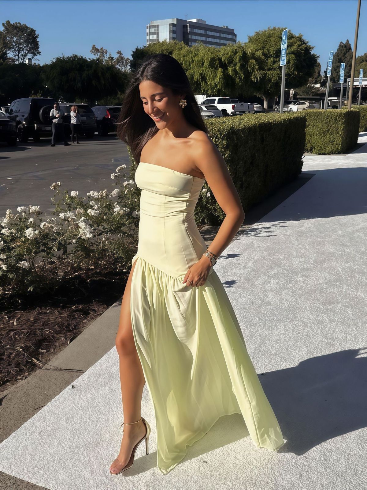 Women's Clothing Elegant Lady Irregular Tube Top Strap Dress Female Summer New French Sexy Slit Long Skirt_ecoleips.com