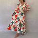 2024 Bohemian Style European American New Spring And Autumn Deep V-neck Printed High-waisted Casual Long-sleeve Long_ecoleips.com