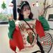 girl Vintage Sweet Christmas Sweater Women, Niche Outerwear For Autumn Winter, Mori French Loose Knitwear, Trendy And Lazy_ecoleips.com