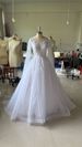 High-End European American Export Wedding Dress Summer Long Train Sexy Tulle Off-Shoulder Puff Sleeve for Women_ecoleips.com
