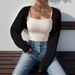Women's Clothing Ribbed Knitted Raglan Sleeve Short Collar Cardigan_ecoleips.com