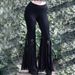 High Waisted Lace Trimmed Black Flared Trousers Women's Dark Punk Style Versatile Straight Leg Trousers New Autumn Collection_ecoleips.com