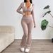 AD628 High-Waisted Slimming Yoga Pants Home Use, Comfortable Casual Micro-Flare Sports Set For Pilates And Fitness_ecoleips.com