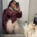 Women's Burgundy Faux Leather Cropped Jacket, Long Sleeve Asymmetric Hem Zip Up Outerwear, Slim Fit Streetwear Coat For Daily Casual Night Out, Stylis_ecoleips.com
