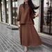 Women's Clothing Muslim Style Puff Sleeve Loose Top Big Swing Skirt_ecoleips.com