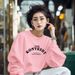 Women's Crew Neck Sweatshirt Fleece Lined Thickened Casual Top Loose Stylish Versatile for Spring Autumn Winter_ecoleips.com