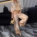 Women's 3D Printed Flower Pattern Fashion Set Zipper Drawstring Top & Pants European American Style Two-Piece Ensemble Spring/Autumn_ecoleips.com