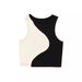 Cross-border Cropped Tank Top With Exposed Midriff, Slim Fit, Contrasting Color Splicing, Slimming, Short Sleeveless_ecoleips.com