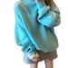 Light Blue Fluffy Round-neck Sweatshirt Women, New Autumn Winter Hot-selling Item With A High-end Feel Embroidery,_ecoleips.com