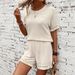 Women's Clothing Tops And Shorts Suits Round Neck Pullover Tops_ecoleips.com