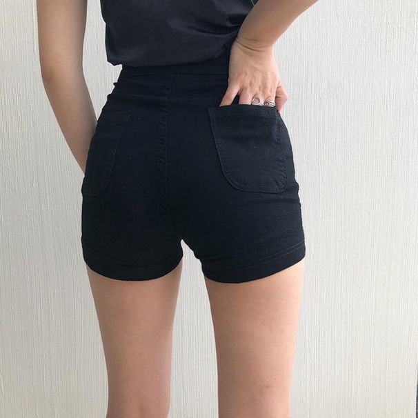 2025s Elastic Denim Shorts For Women Summer 2025 New Slim Fit High Waist Sexy A-line Hot Pants Ins_ecoleips.com