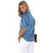 K New Arrival Versatile Princess Sleeve Turn-Down Thin Denim Shirt Casual Top For Women_ecoleips.com