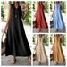 Elegant V-Neck Sleeveless Maxi Dress For Women - A-Line Flowy Long Dress In Solid Colors (Black, Khaki, Wine, Sky Blue, Beige)_ecoleips.com