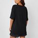 Women's V-Neck Short Sleeve T-Shirt – Minimalist Solid Color Split Hem Casual Top For Spring & Summer_ecoleips.com