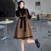 Autumn New Sweet Knitted Top Corduroy Strap Dress Bowknot Internet Celebrity Set For Pregnant Women_ecoleips.com