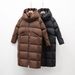 90 White Goose Down Jacket Women's Hooded Long New Over-the-knee Winter Long Thickened Loose Warm Jacket_ecoleips.com