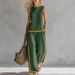 Women's Casual Sleeveless Round Neck Top & High-Waisted Wide Leg Pants Set – Comfortable Loungewear, Versatile Outfit For Work & Leisure_ecoleips.com