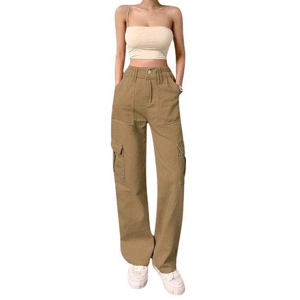Women's Clothing Slimming High Waist Multi Pocket Overalls_ecoleips.com
