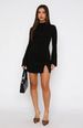Aria Basics Aria Basics AYJ24L030 European And American Fashion Sexy 2024 Autumn New Style Bell Sleeve Elegant Slit Dress_ecoleips.com