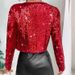 Women's Rock Style Round Neck Short Sequin Jacket – Casual Glitter Crop Blazer For Spring 2026_ecoleips.com
