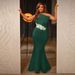 Women's Clothing Embroidery Element One Shoulder Sleeveless Fishtail Skirt Temperament Banquet Host Bridesmaid Dress_ecoleips.com