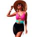 "Sexy Colorblock One-Piece Swimsuit With Sheer Mesh Panels - Tummy Control Monokini With Removable Padding For Women (S-XL) - Beach & Pool Swimwear"_ecoleips.com