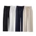 Suitable For All Seasons 2025 Summer New Women's Loose Casual Versatile High-Waisted Drawstring Linen Straight Pants_ecoleips.com