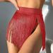 Women's Clothing Tassel Fashion Mini Skirt Beach Swimming Trunks Hip High Waist Holiday Bikini Swim Skirt_ecoleips.com