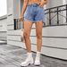 Summer Women's Adjustable Waist Denim Shorts Versatile Washable Solid Color Polyester England Style Fashion Spring/Autumn Clothing_ecoleips.com