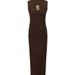 Keyhole Backless Knit Bodycon Dress With Metal Buckle - Slim Fit Slit Long Sleeveless Dress For Night Out And Date Night_ecoleips.com