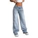 American Street Retro Ash Gray Washed Jeans For Women, Autumn And Winter Hot-Selling High-Waisted Loose Wide-Leg_ecoleips.com