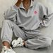 Women's Quarter Zipper Stand Collar Sweatshirt And Jogger Pants Set Casual Comfortable Two-Piece Outfit In Various Colors_ecoleips.com