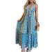 Women's Clothing Women's Summer Suspender V Neck Print Sexy Loose Swing Dress_ecoleips.com