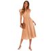 Spring And Summer New Casual Solid Color V-Neck Waist Cinched Fresh Style Women's Dress_ecoleips.com