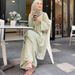 Middle East Arab Cross Border Women's Clothing 2024 New Fashion Loose Mid Length Long Sleeved Shirt Skirt Suit_ecoleips.com