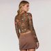 European And American Cross-border 2026 Spring New Women's Leopard Print Floral Mesh Round Neck Short Long-sleeve_ecoleips.com