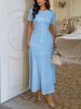 Elegant Bodycon Dress For Women - Stretchy High Waist Pencil Dress With Short Sleeves & Button Detail - Wrinkle-Free Polyester Blend (12 Colors)_ecoleips.com