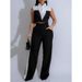 European And American Style Women's Sleeveless Shirt Suit AL307 Faux Two Piece Set OL Summer Clothing for Ladies_ecoleips.com