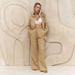 Women's Pure Cotton Long Sleeved Shirt Wide Leg Trousers Set Casual Flared Pants Suit Solid Color Style Summer_ecoleips.com